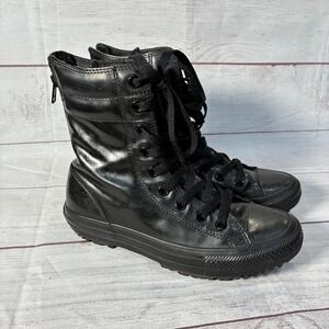 Converse Chuck Taylor All Star Hi-Rise Boot Black Rubber Zip 549591C Womens 6
